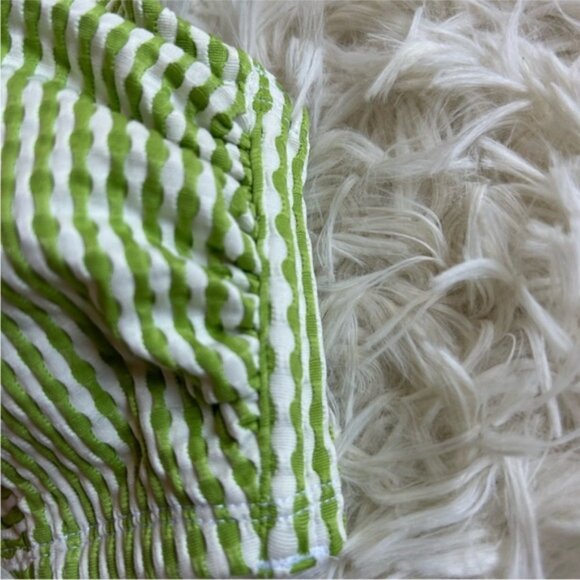 Xhiliration green and white check stripe retro style bikini top size D/D - Picture 3 of 8